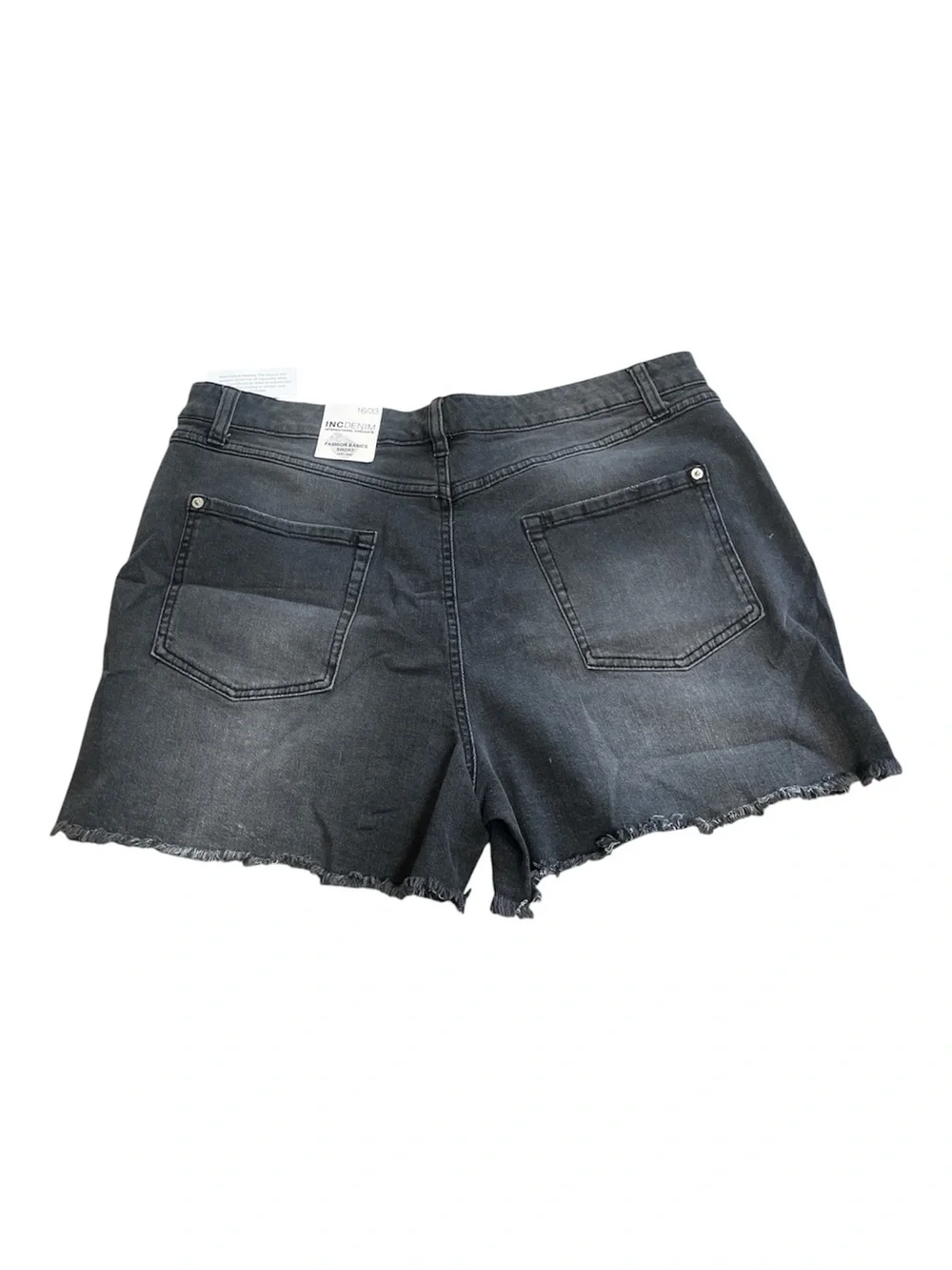 INC Denim Black Distressed High Rise Embroidery Detail Denim Jean Shorts